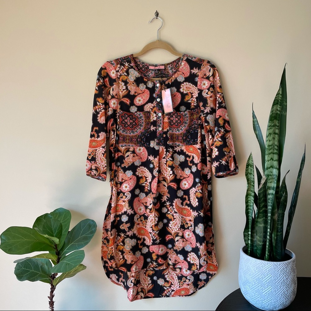 Olive Hill Hi-Lo Paisley Floral Tunic